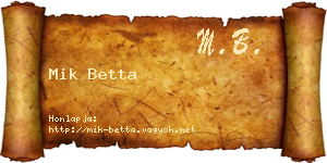 Mik Betta névjegykártya